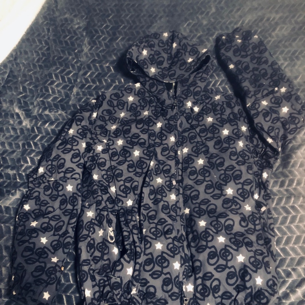 Women's Hooded Star & Swirl Print Jacket - Navy